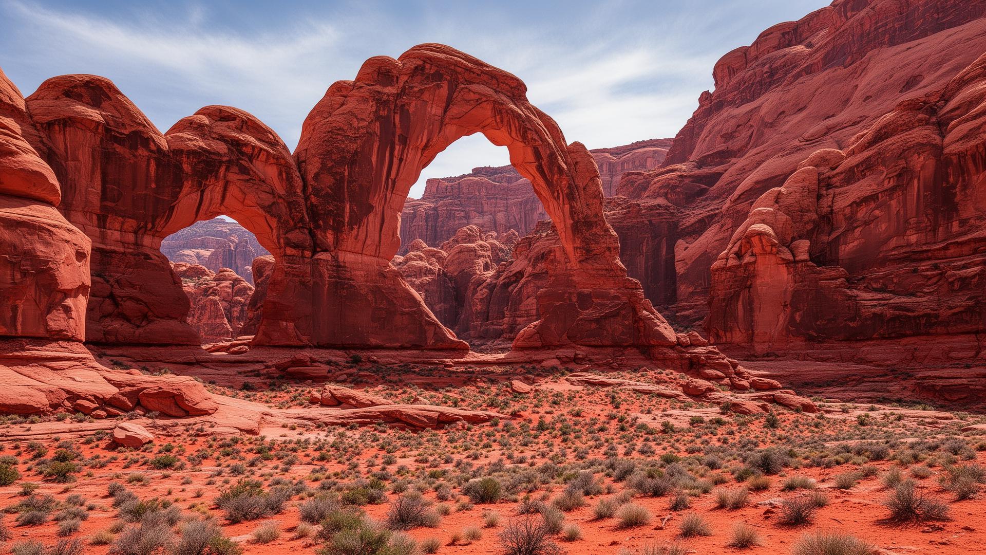 Arches National Park red sandstone arch formations near Moab Utah
