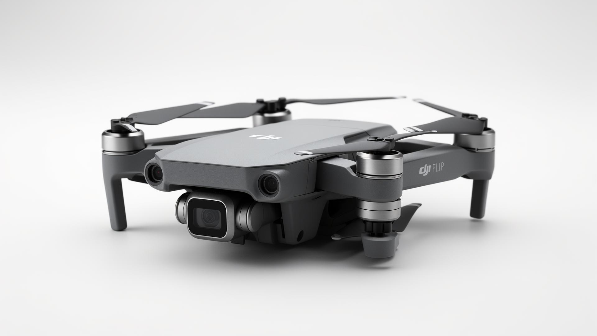 DJI Flip compact vlogging drone with unique bicycle spoke folding design and 1/1.3-inch sensor